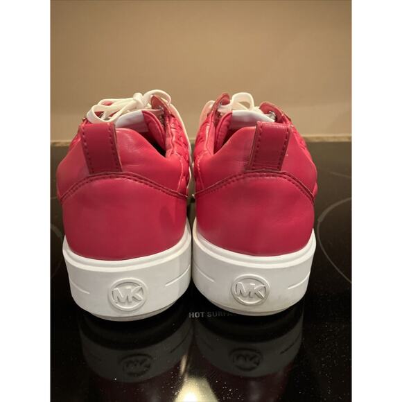 Michael Kors Emmett Nappa Puffy MK Logo Rubin Red Sneakers Shoes Flat Size 9 - Picture 6 of 9